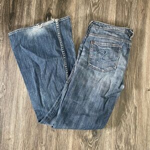 Silver Isabel Womens Denim Blue Jeans 28X 33